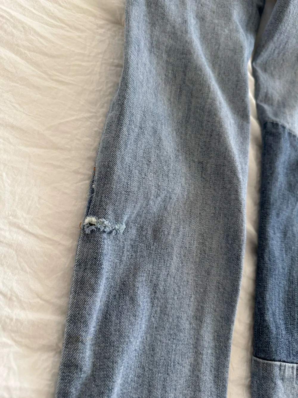 Free People Patchwork Skinny Ankle Jeans Raw Hem Colorblock Denim Size 25